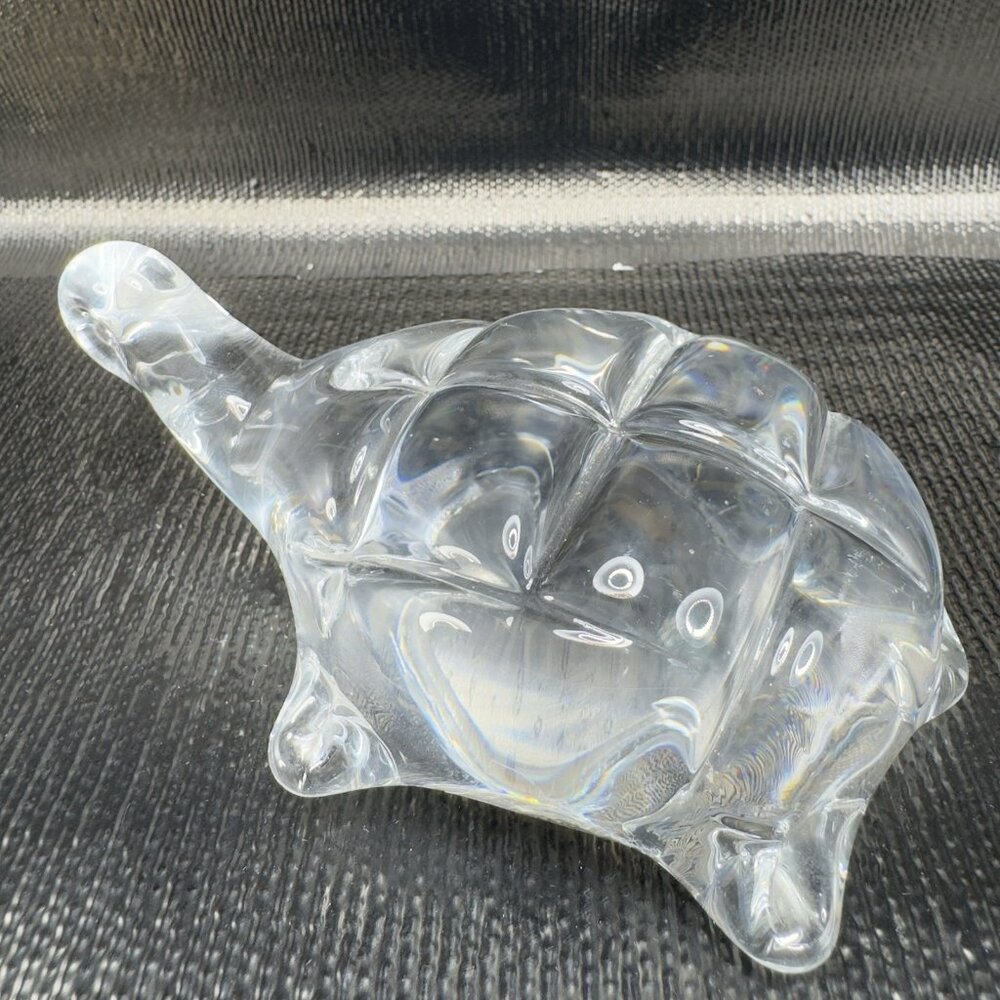 Sweden Clear Heavy‎ Crystal Glass Turtle Figure Blown Glass Figurine Sweden VTG